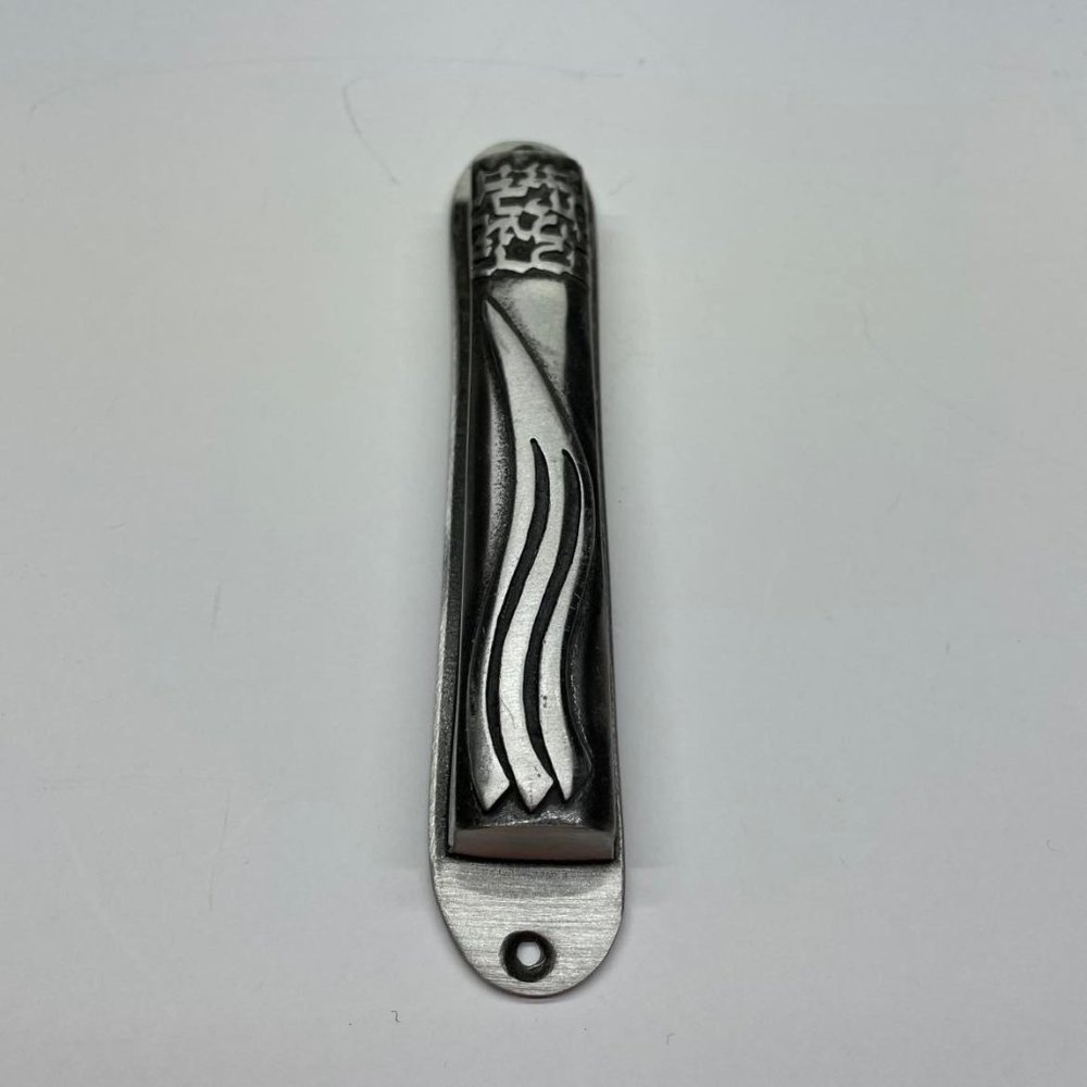 Mezuzah Case Handmade in Israel, made of Pewter, Silver in Color
